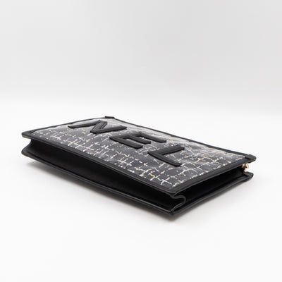 Large Pouch Tweed PVC black