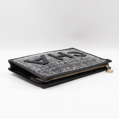 Large Pouch Tweed PVC black