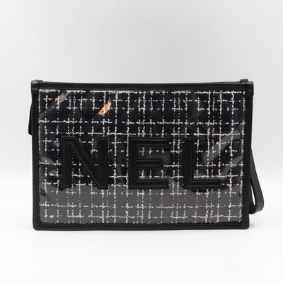 Large Pouch Tweed PVC black
