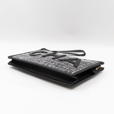 Large Pouch Tweed PVC black