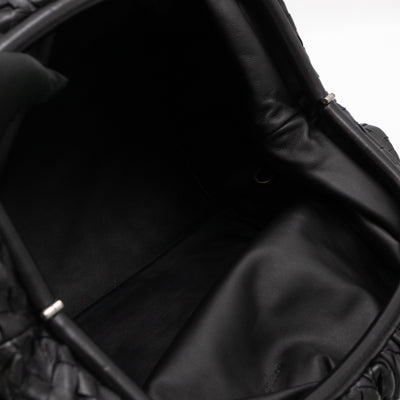 Pouch Clutch Intrecciato black Leather