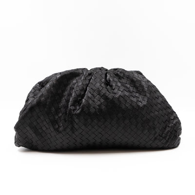 Pouch Clutch Intrecciato black Leather