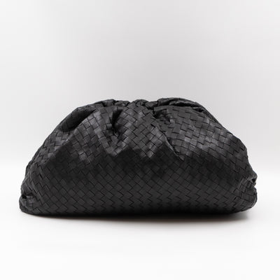 Pouch Clutch Intrecciato black Leather
