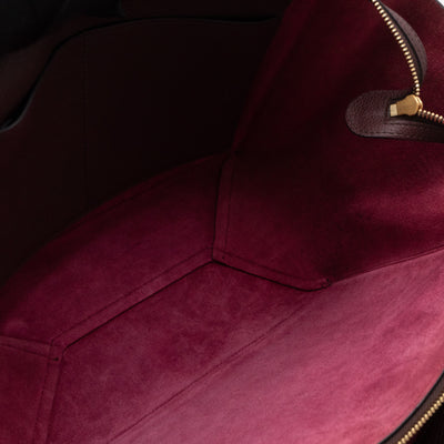 Tri-Fold Small Burgundy Grained Calfskin Leather