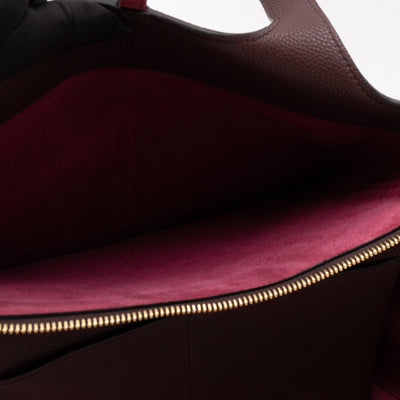 Tri-Fold Small Burgundy Grained Calfskin Leather