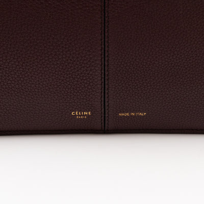 Tri-Fold Small Burgundy Grained Calfskin Leather