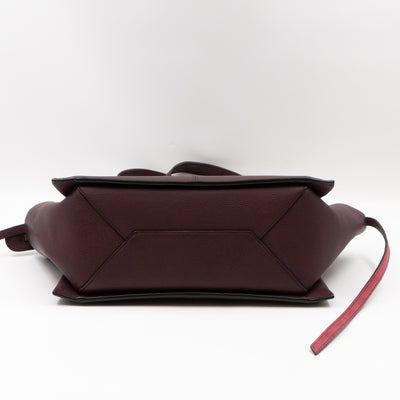 Tri-Fold Small Burgundy Grained Calfskin Leather