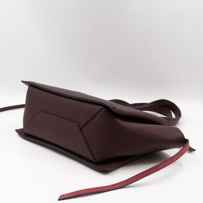 Tri-Fold Small Burgundy Grained Calfskin Leather