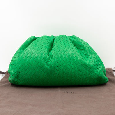 Pouch Clutch Intrecciato Green Leather