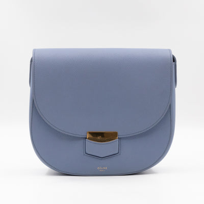 Trotteur Bag Medium Light Blue Grained Calfskin Leather