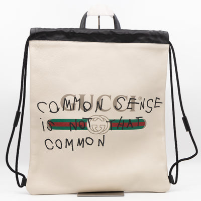 Coco Capitan Logo Drawstring Backpack White Leather
