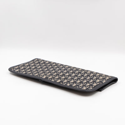 Fold Over Clutch Bag Blue Oblique Jacquard