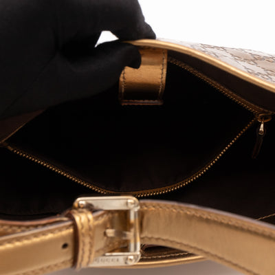 Jackie Small Hobo Bag Metallic Bronze Leather