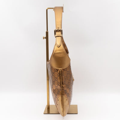 Jackie Small Hobo Bag Metallic Bronze Leather