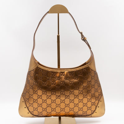 Jackie Small Hobo Bag Metallic Bronze Leather