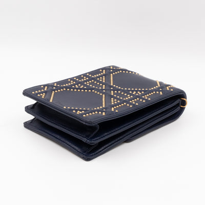 Vertical Diorama Studded Navy Blue Leather