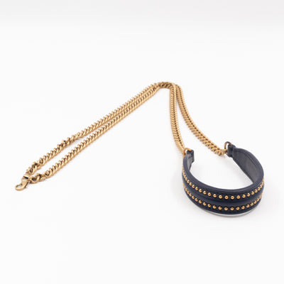 Vertical Diorama Studded Navy Blue Leather