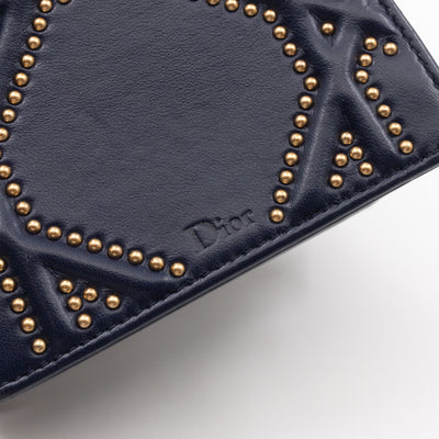 Vertical Diorama Studded Navy Blue Leather