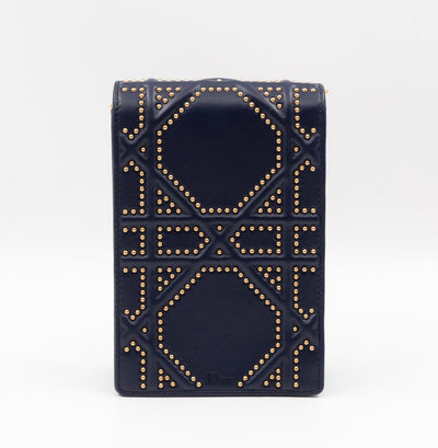 Vertical Diorama Studded Navy Blue Leather