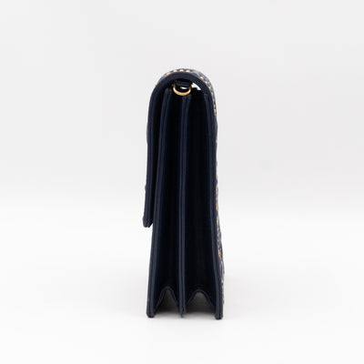 Vertical Diorama Studded Navy Blue Leather