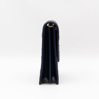 Vertical Diorama Studded Navy Blue Leather