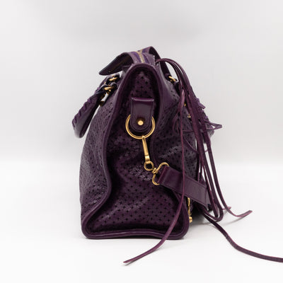 Classic City Bag Violet Cross Perforated Leather