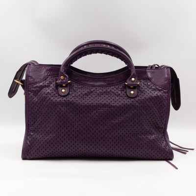 Classic City Bag Violet Cross Perforated Leather