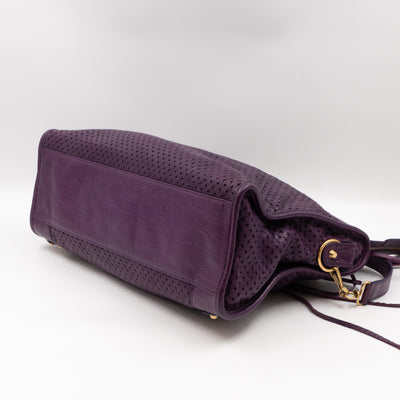Classic City Bag Violet Cross Perforated Leather