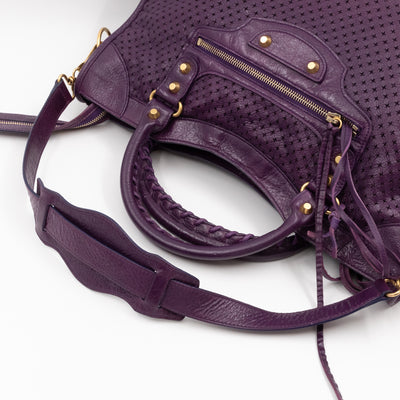 Classic City Bag Violet Cross Perforated Leather