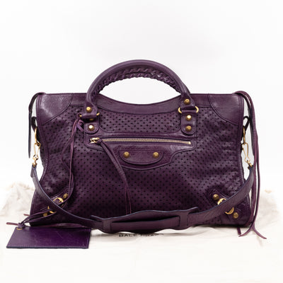 Classic City Bag Violet Cross Perforated Leather