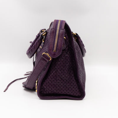 Classic City Bag Violet Cross Perforated Leather