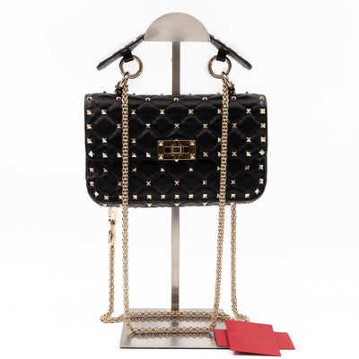 Rockstud Spike Small Bag Black Leather