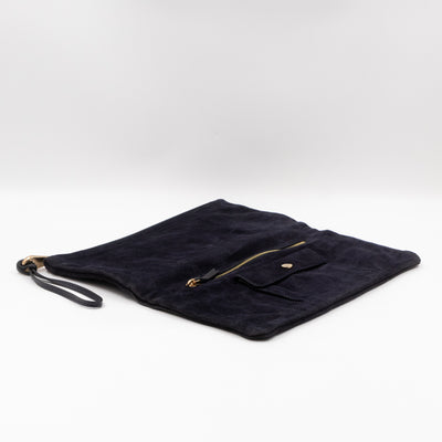 Daria Clutch Black Croc Embossed Suede