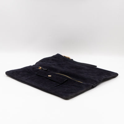 Daria Clutch Black Croc Embossed Suede