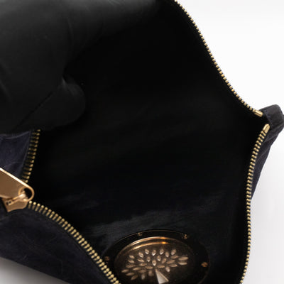 Daria Clutch Black Croc Embossed Suede