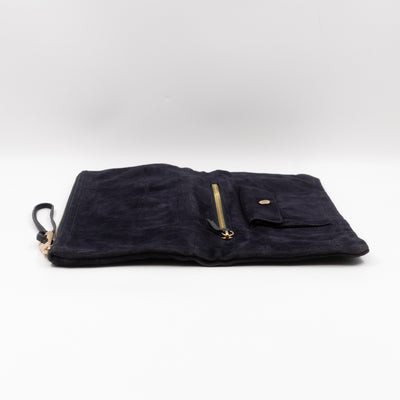 Daria Clutch Black Croc Embossed Suede