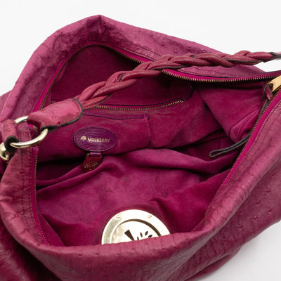 Daria Hobo XL Fuchsia Ostrich Leather