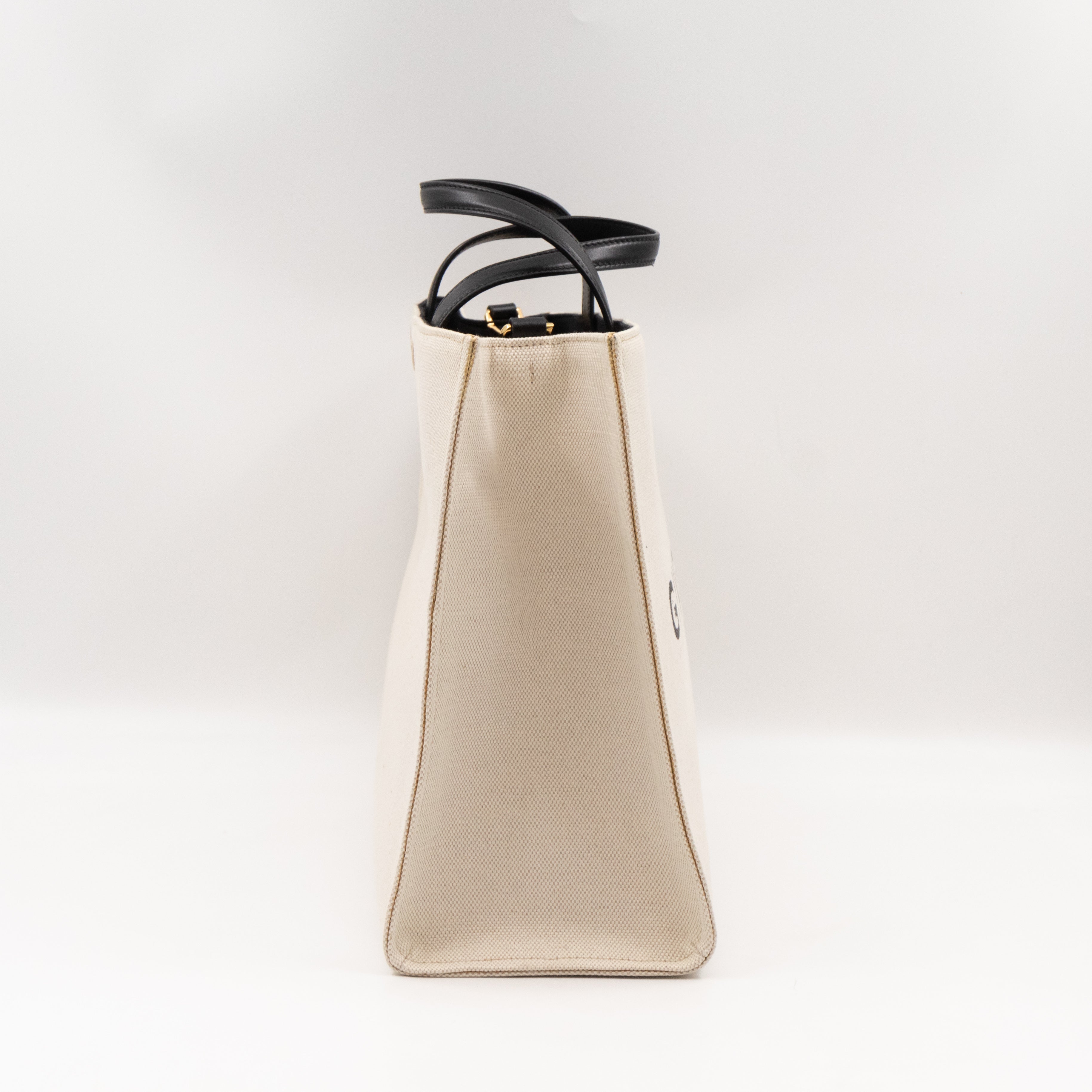 G-Tote Shopping Bag Medium Beige Canvas