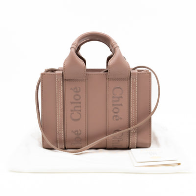 Woody Tote Small Dark Beige Leather