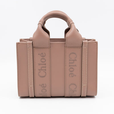 Woody Tote Small Dark Beige Leather