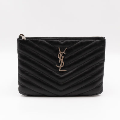 Monogram Pouch Black Matelasse Leather