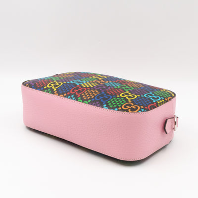 GG Psychedelic Shoulder Bag Canvas Pink Leather