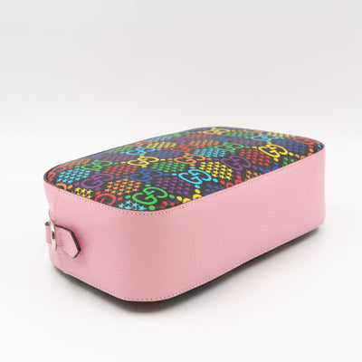 GG Psychedelic Shoulder Bag Canvas Pink Leather