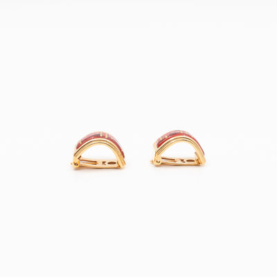 Enamel Print Rose Clip-on Earrings