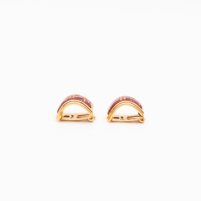 Enamel Print Rose Clip-on Earrings