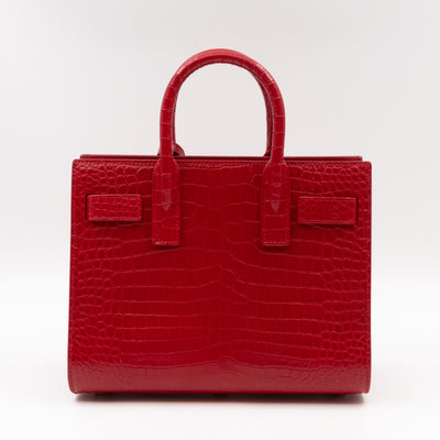 Sac de Jour Nano Red Croc Embossed Leather