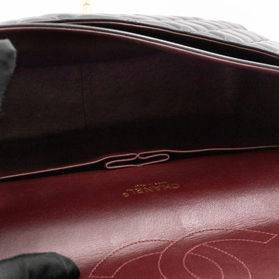 Classic Double Flap Maxi Black Lambskin Leather Gold