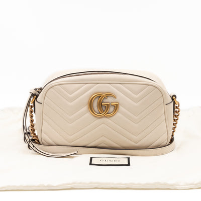 GG Marmont Small Matelasse White Leather