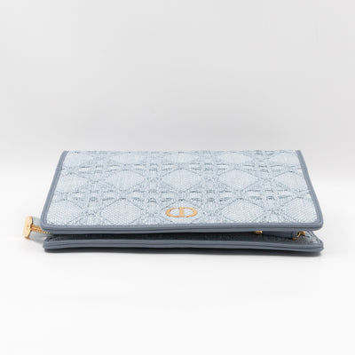 30 Montaigne Dea Pouch Celestial Blue Raffia Cannage