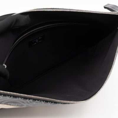 Large O-Pouch CC Camellia Black & White Coated Canvas